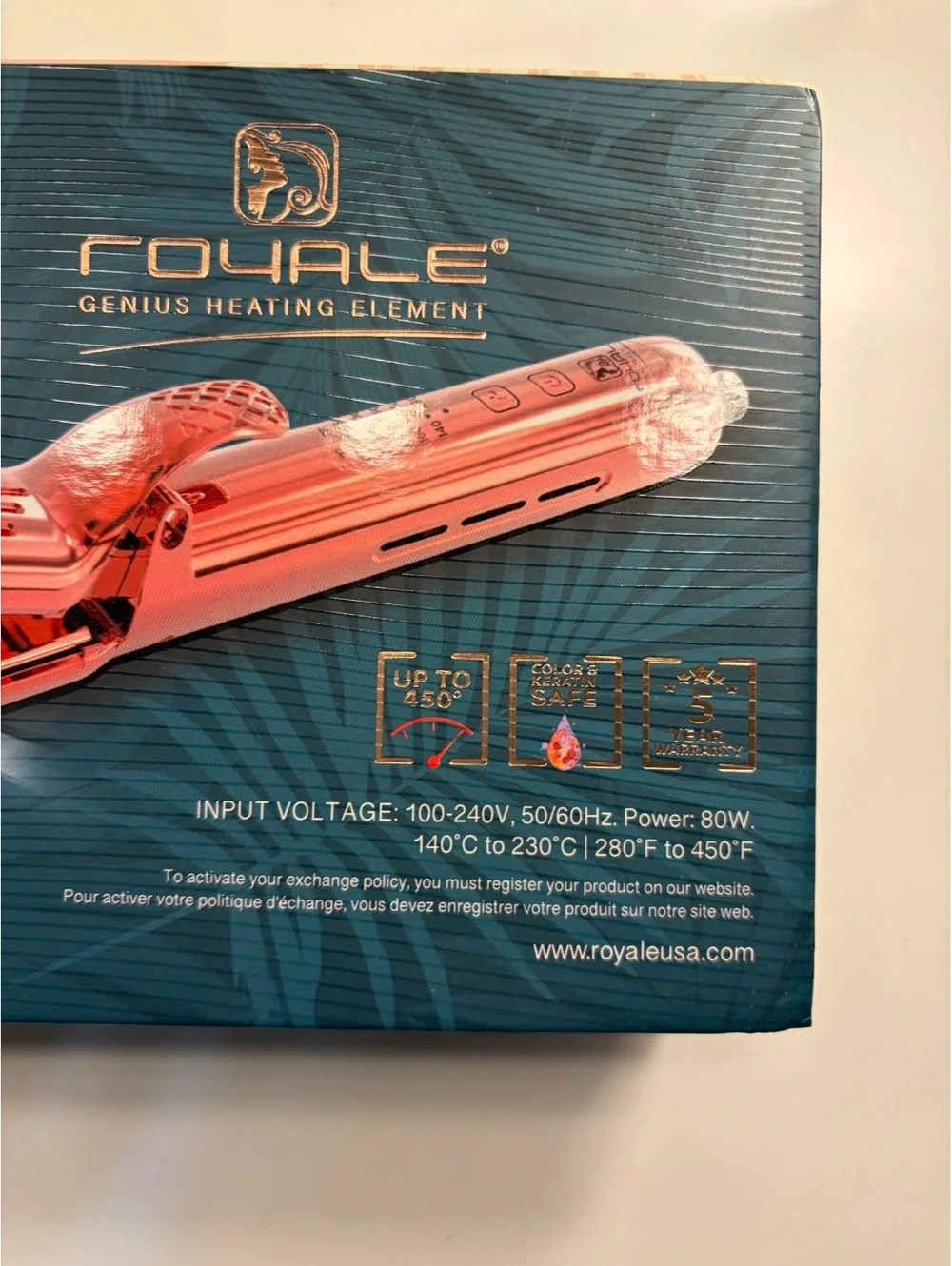 Royale Infra-Titanium Hair Styling Tool - Rose Gold Flat Iron
